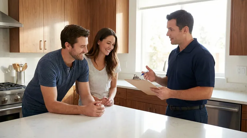 Technician explaining plan